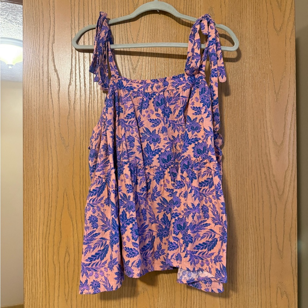 Universal Thread Orange and Blue Floral Top XXL
